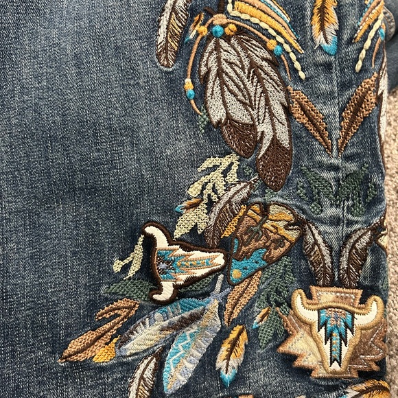 Grace in LA Tribal Feather Embroidered Skirt XL - Picture 4 of 6